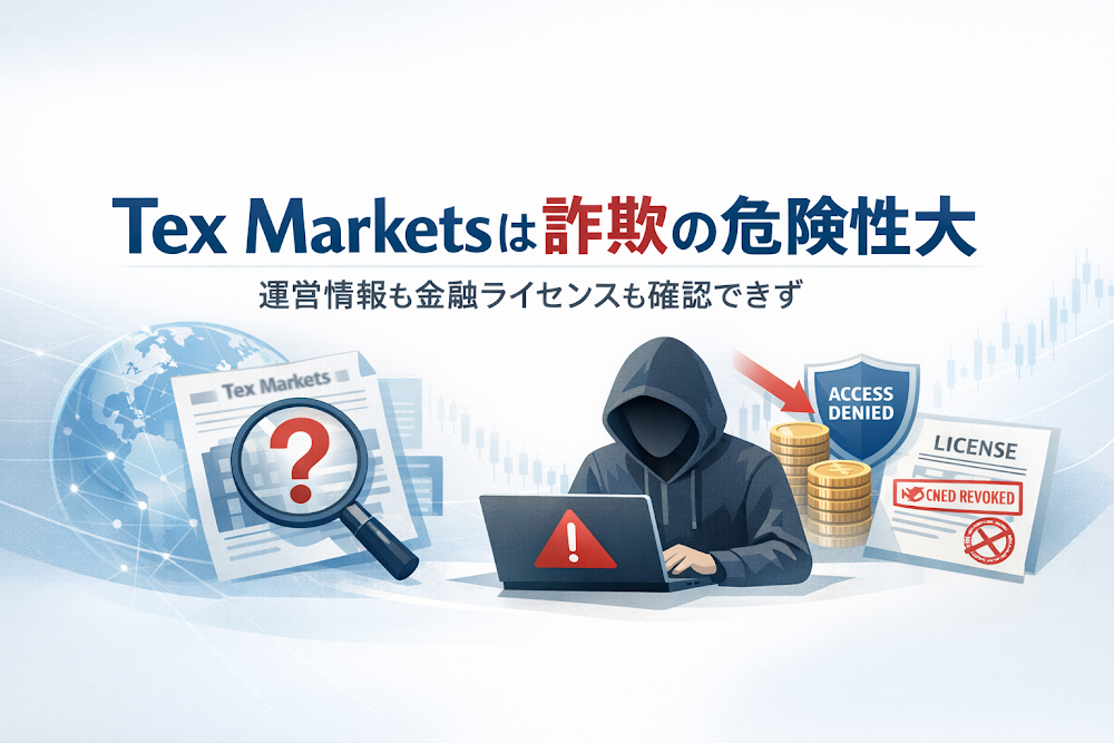 Tex Markets(tex-markets.com)は詐欺の危険性大 運営情報も金融ライセンスも確認できず