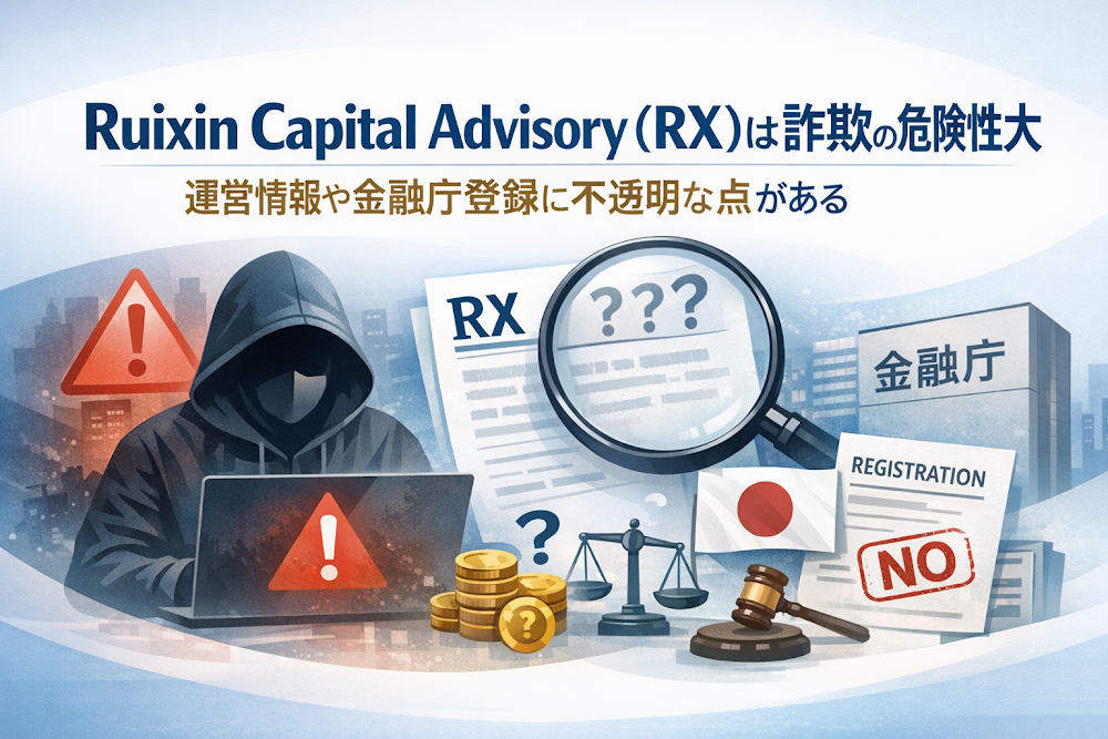 Ruixin Capital Advisory（rxzbadvisorys.com）は詐欺の危険性大　運営情報や金融庁登録に不透明な点がある