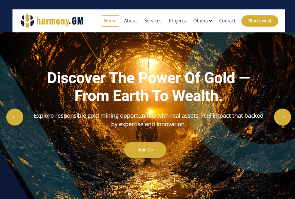 Harmony Goldと名乗る偽サイト（harmonymines.com）の特徴