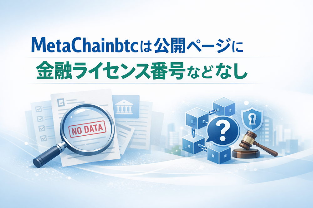 MetaChainbtcは公開ページに金融ライセンス番号などなし