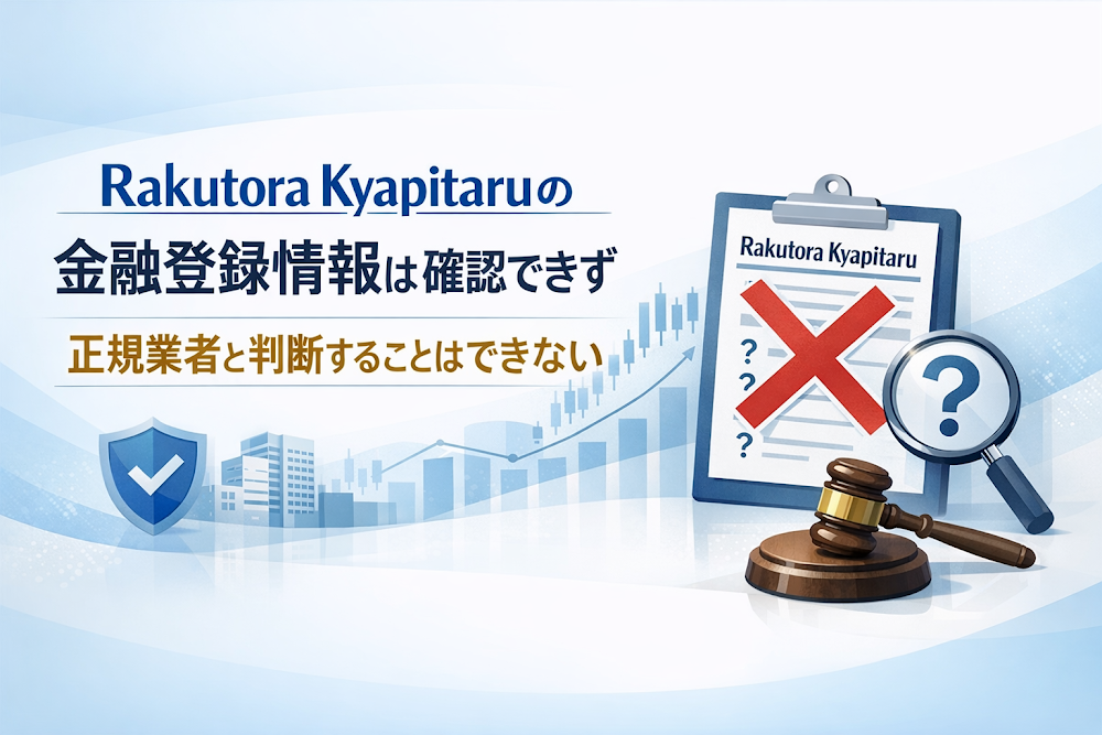 Rakutora Kyapitaruの金融登録情報は確認できず 正規業者と判断することはできない