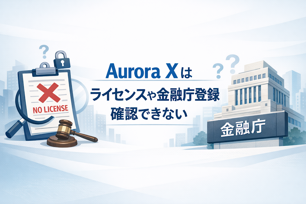 Aurora Xはライセンスや金融庁登録を確認できない