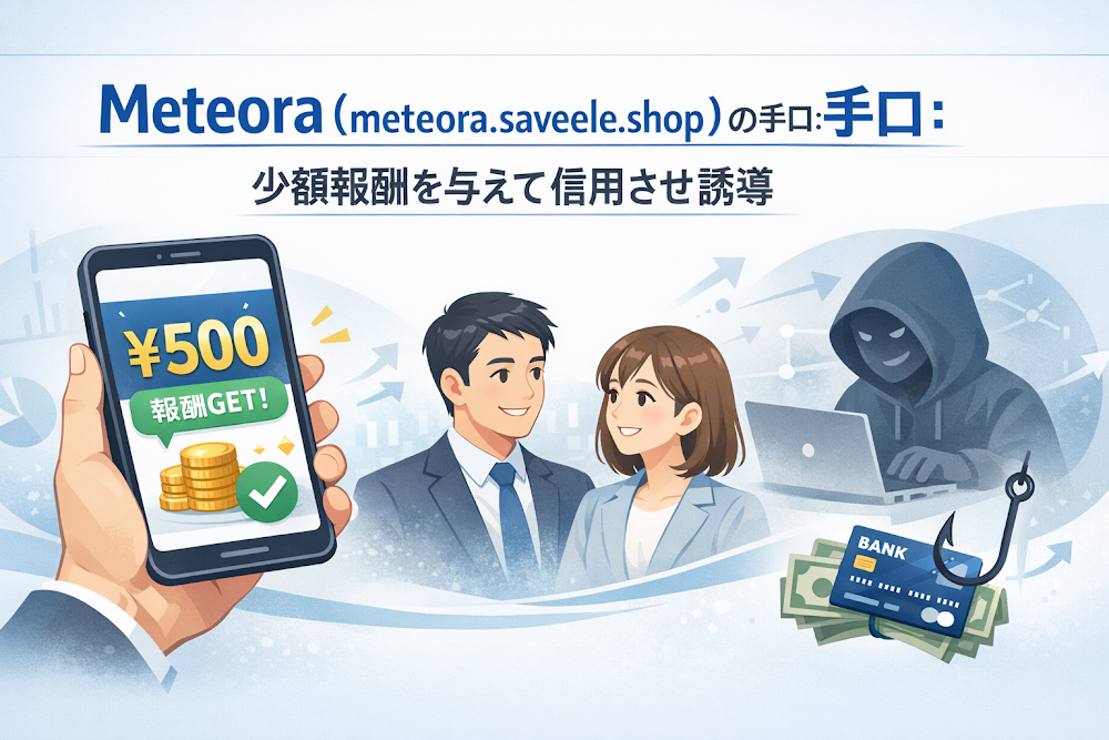 Meteora（meteora.saveele.shop）の手口：少額報酬を与えて信用させ誘導