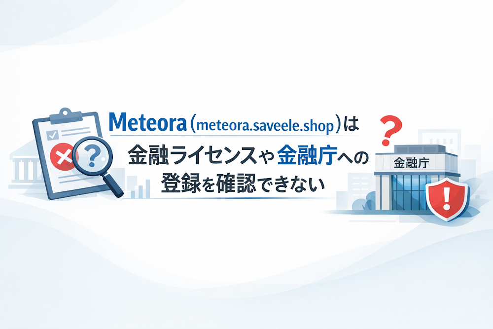 Meteora（meteora.saveele.shop）は金融ライセンスや金融庁への登録を確認できない