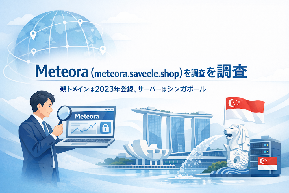 Meteora（meteora.saveele.shop）を調査｜親ドメインは2023年登録、サーバーはシンガポール