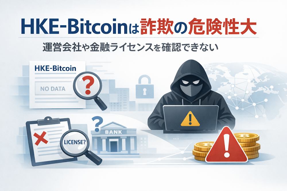 HKE-Bitcoinは詐欺の危険性大 運営会社や金融ライセンスを確認できない