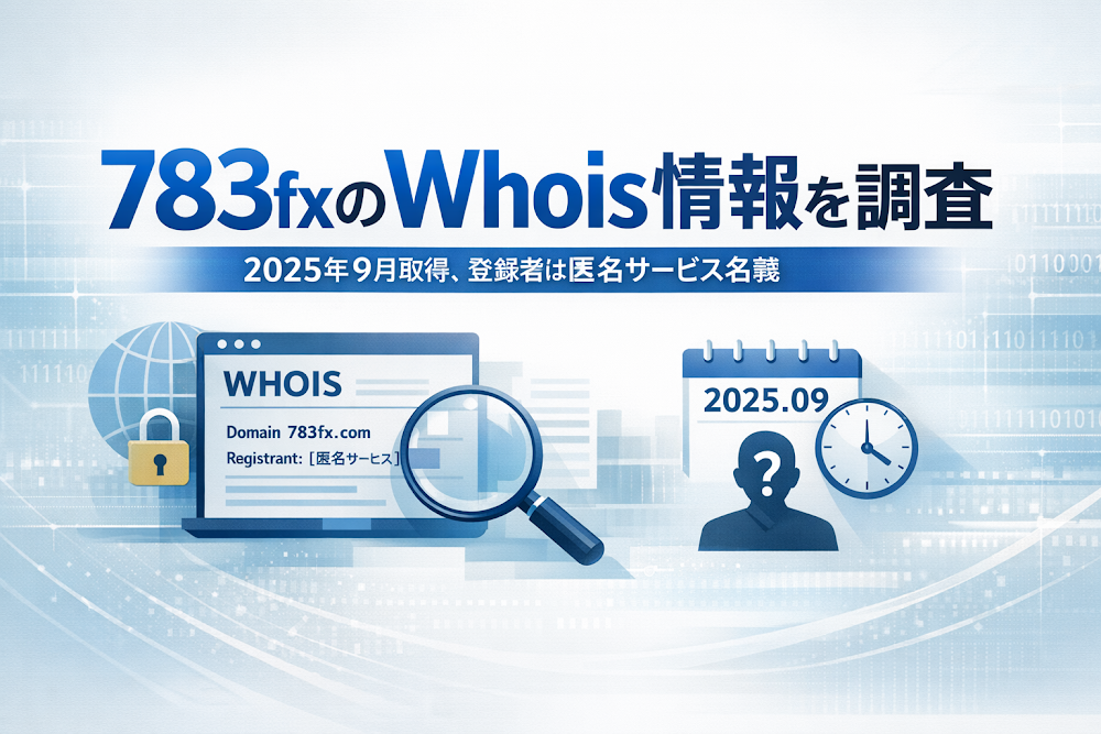 783fxのWhois情報を調査|2025年9月取得、登録者は匿名サービス名義