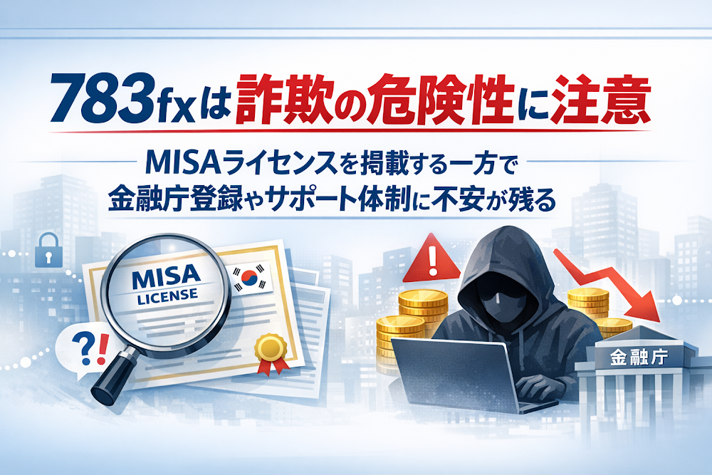 783fxは詐欺の危険性に注意 MISAライセンスを掲載する一方で金融庁登録やサポート体制に不安が残る