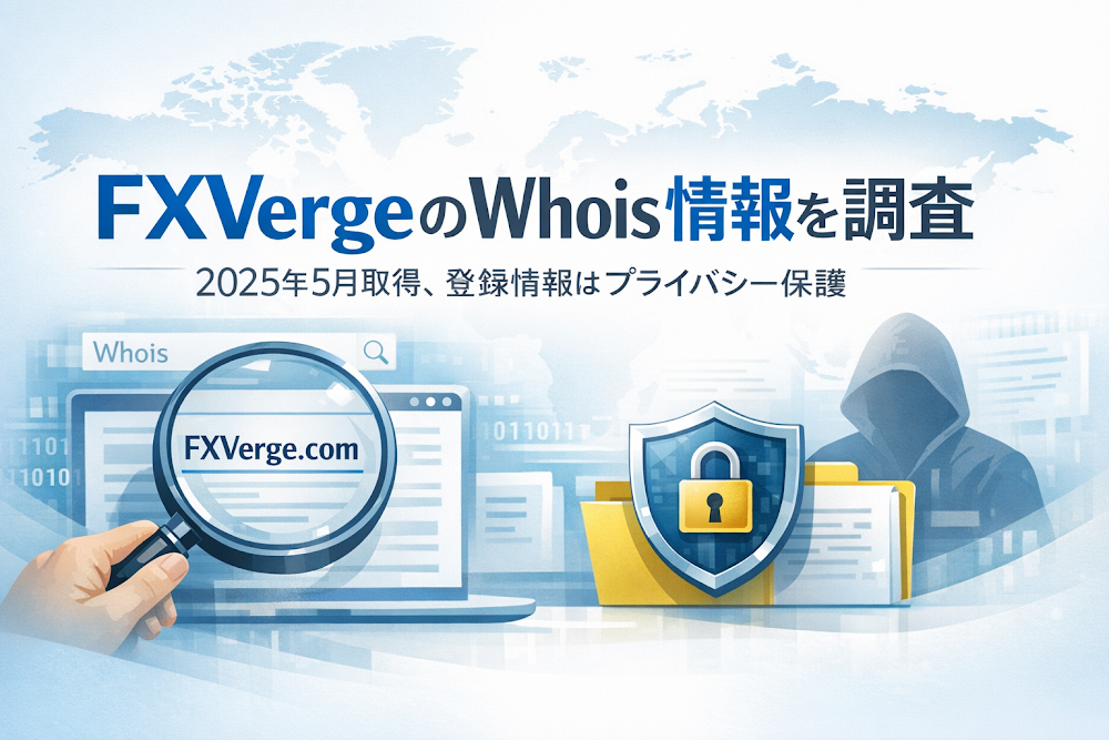 FXVergeのWhois情報を調査|2025年5月取得、登録情報はプライバシー保護