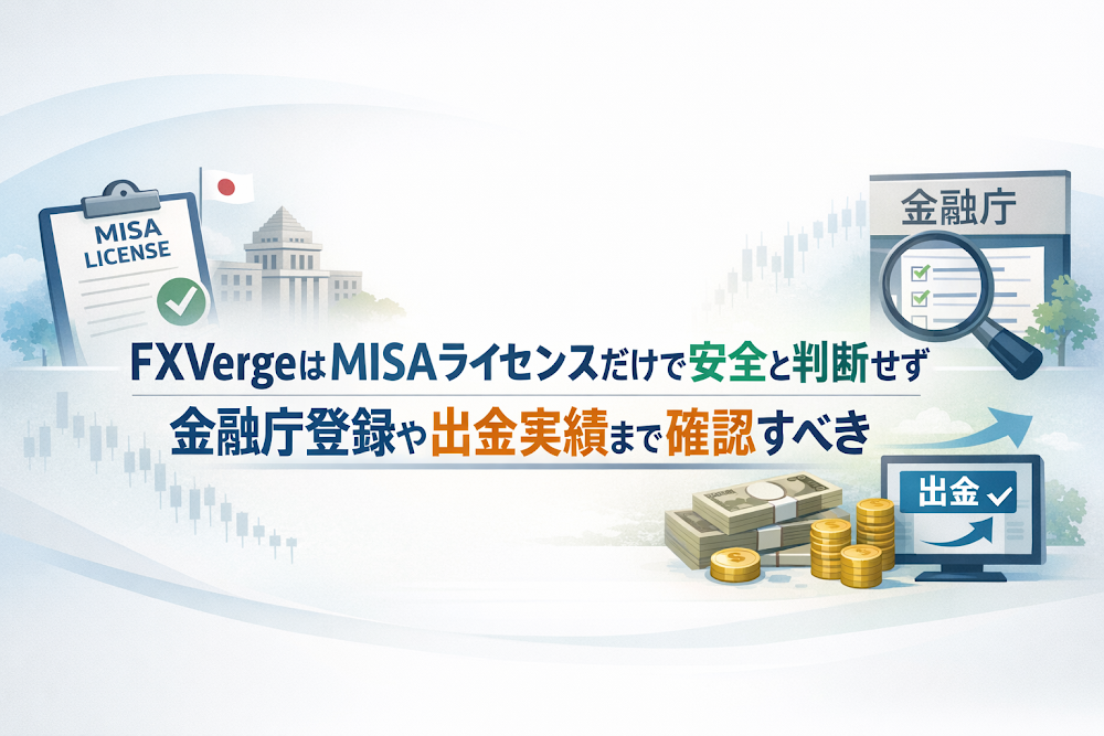 FXVergeはMISAライセンスだけで安全と判断せず金融庁登録や出金実績まで確認すべき