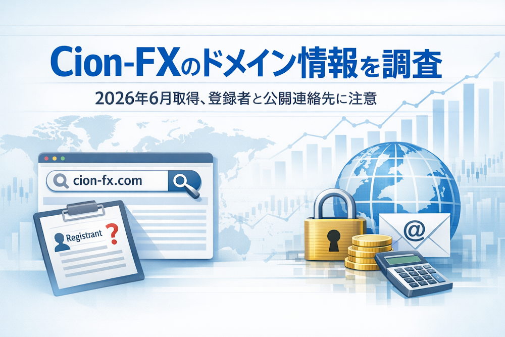 Cion-FXのドメイン情報を調査|2026年6月取得、登録者と公開連絡先に注意
