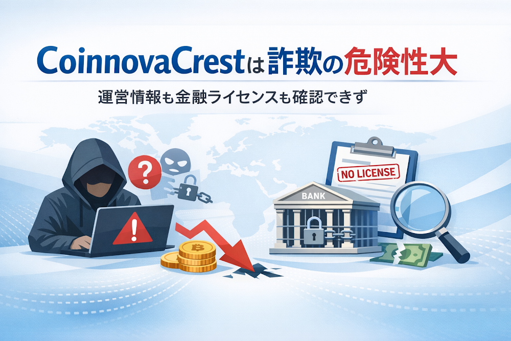 CoinnovaCrestは詐欺の危険性大 運営情報も金融ライセンスも確認できず
