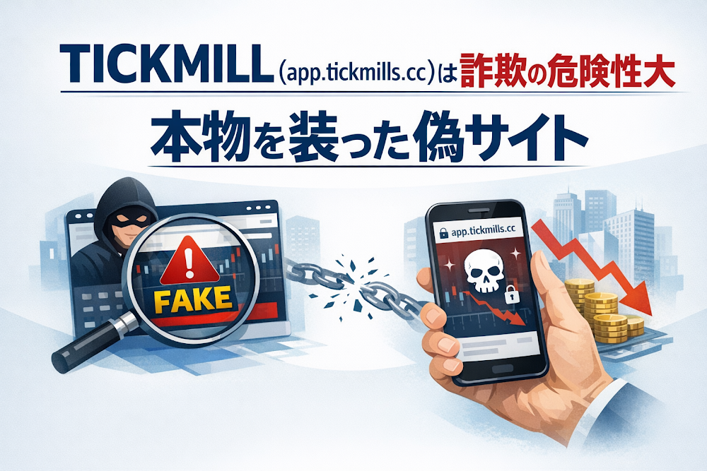 TICKMILL(app.tickmills.cc)は詐欺の危険性大 本物を装った偽サイト