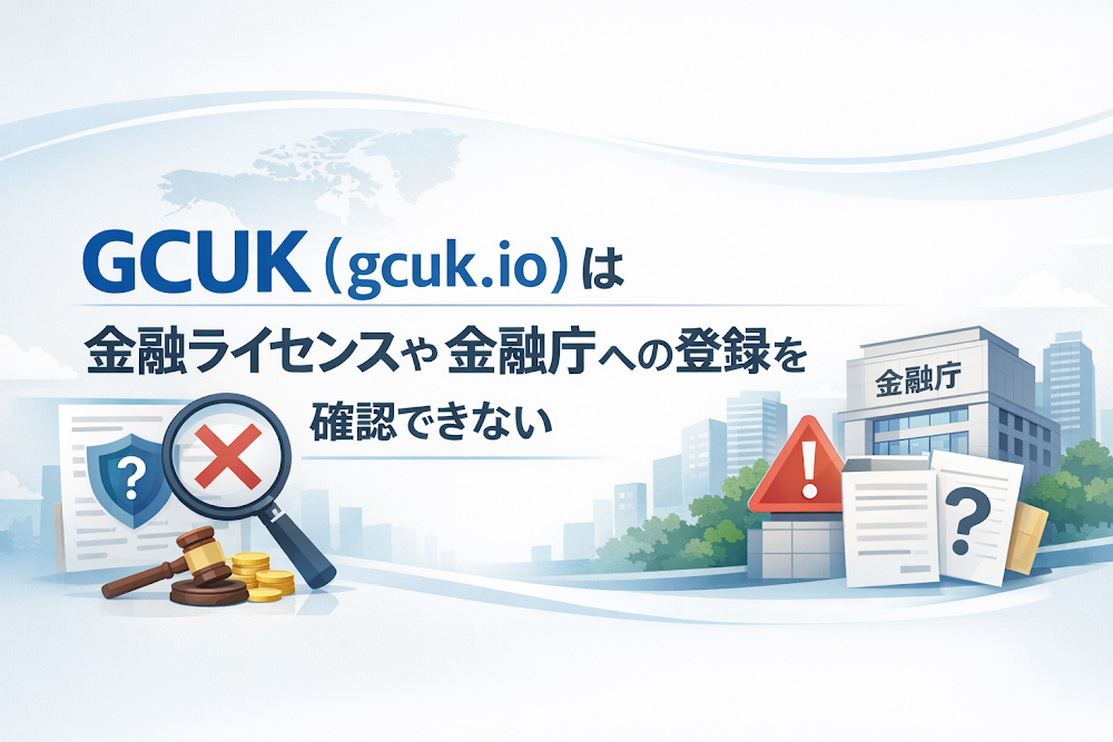 GCUK（gcuk.io）は金融ライセンスや金融庁への登録を確認できない