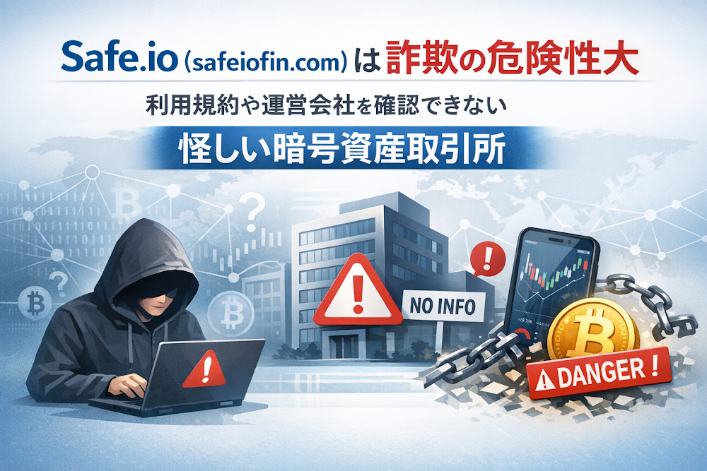 Safe.io（safeiofin.com）は詐欺の危険性大 利用規約や運営会社を確認できない怪しい暗号資産取引所
