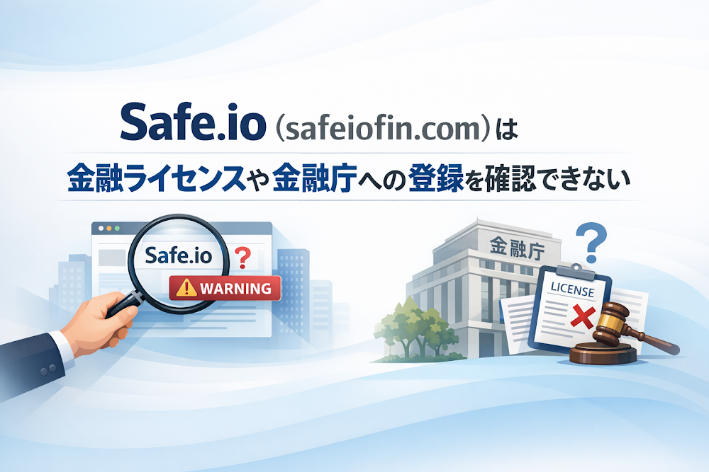 Safe.io（safeiofin.com）は金融ライセンスや金融庁への登録を確認できない