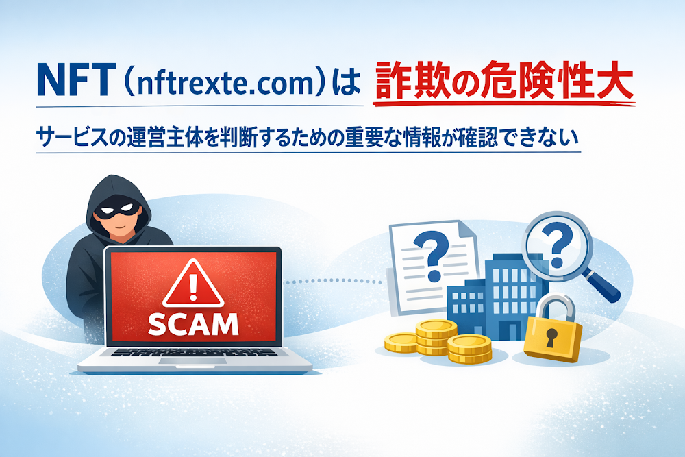 NFT（nftrexte.com）は詐欺の危険性大 サービスの運営主体を判断するための重要な情報が確認できない