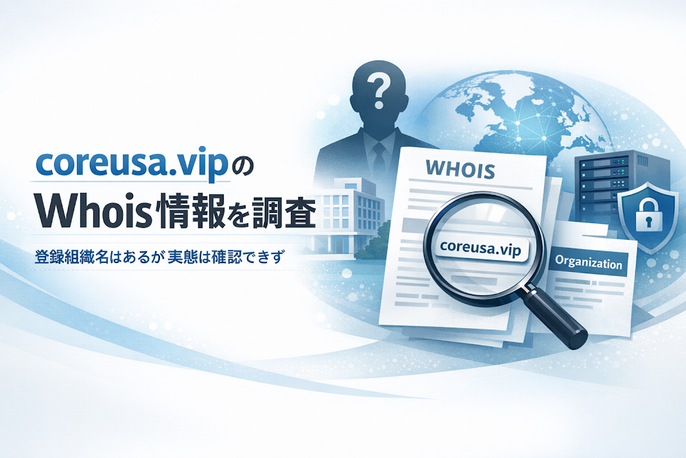 coreusa.vipのWhois情報を調査｜登録組織名はあるが実態は確認できず
