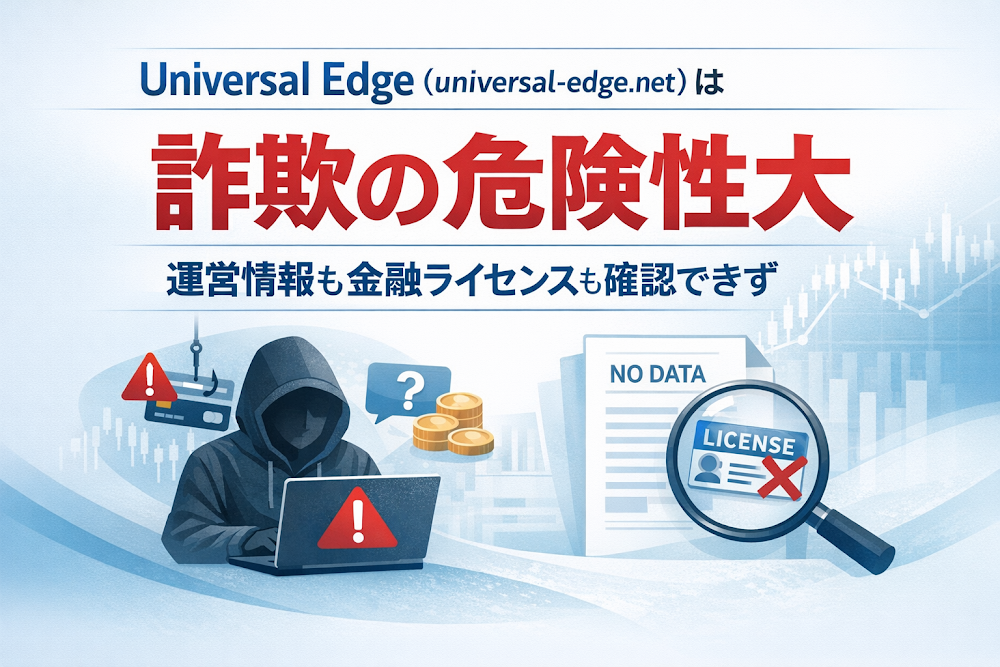 Universal Edge(universal-edge.net)は詐欺の危険性大 運営情報も金融ライセンスも確認できず