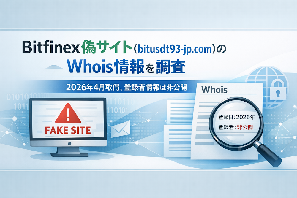 Bitfinex偽サイト(bitusdt93-jp.com)のWhois情報を調査|2026年4月取得、登録者情報は非公開