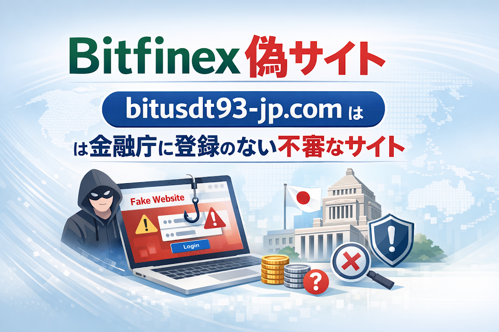 Bitfinex偽サイト(bitusdt93-jp.com)は金融庁への登録を確認できない