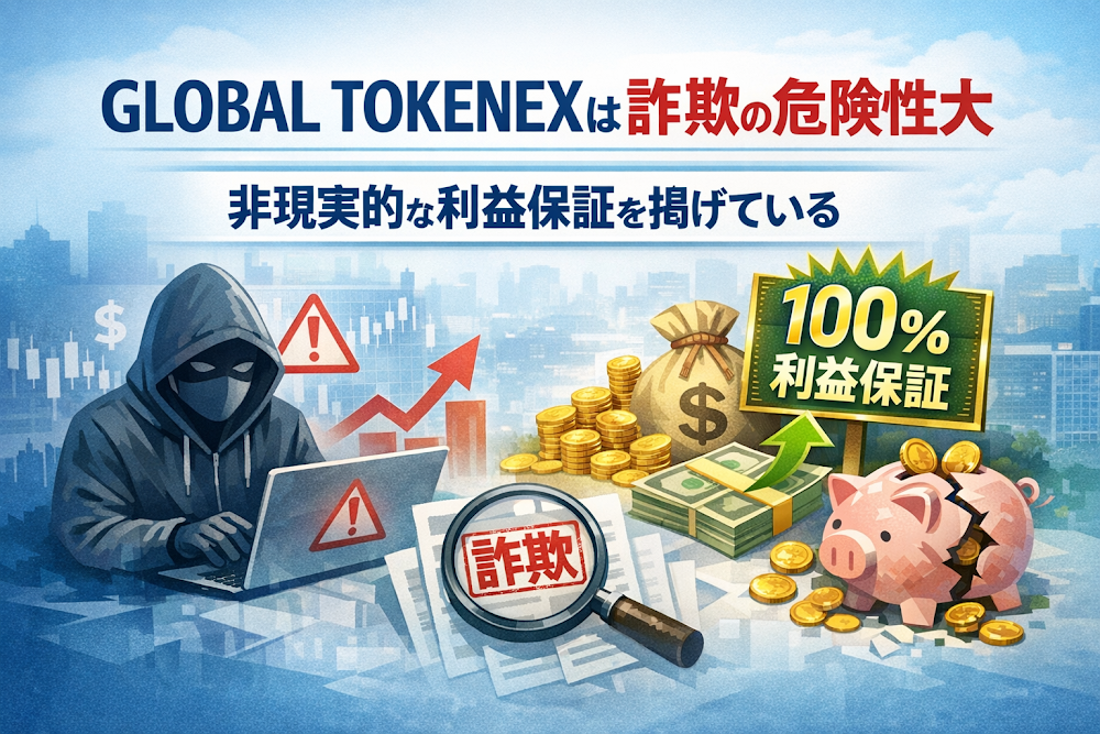 GLOBAL TOKENEXは詐欺の危険性大 非現実的な利益保証を掲げている