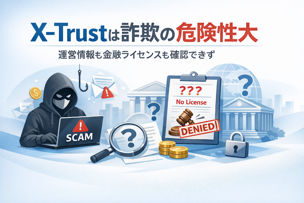 X-Trustは詐欺の危険性大 運営情報も金融ライセンスも確認できず