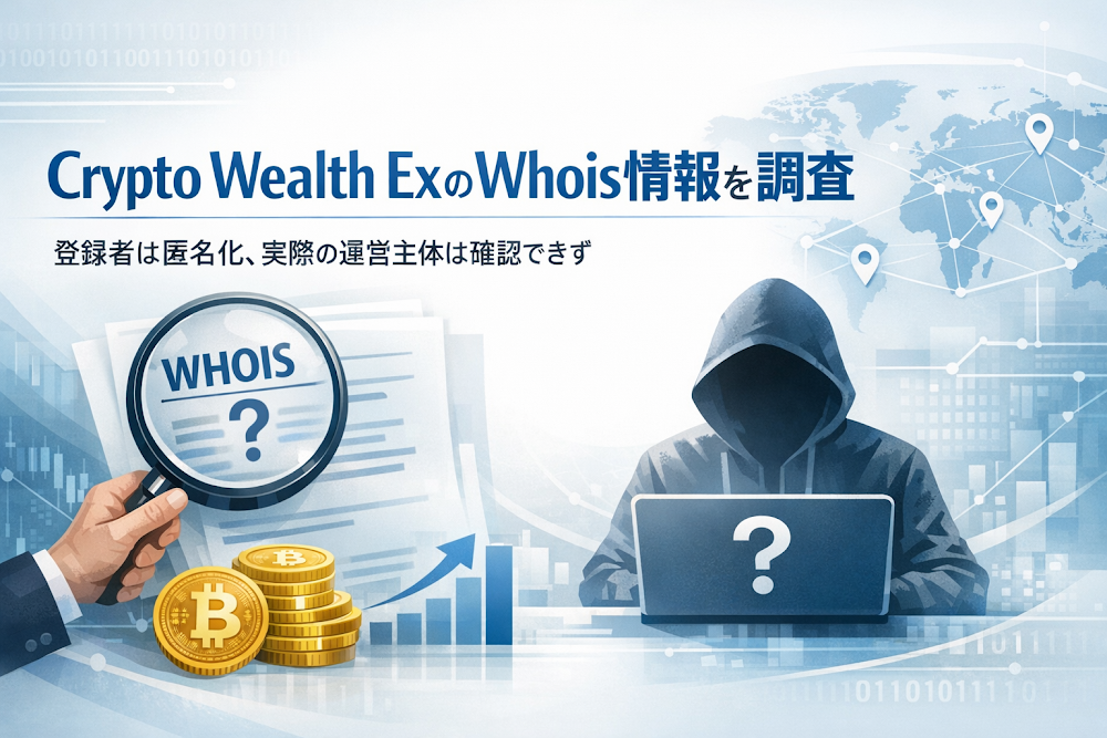 Crypto Wealth ExのWhois情報を調査｜登録者は匿名化、実際の運営主体は確認できず