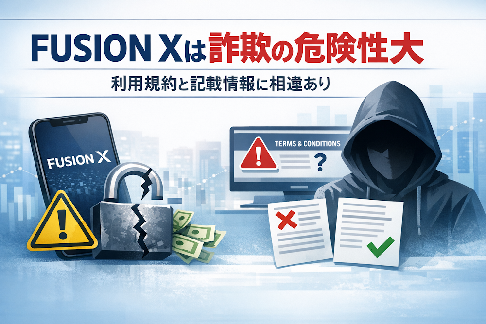 FUSION Xは詐欺の危険性大　利用規約と記載情報に相違あり