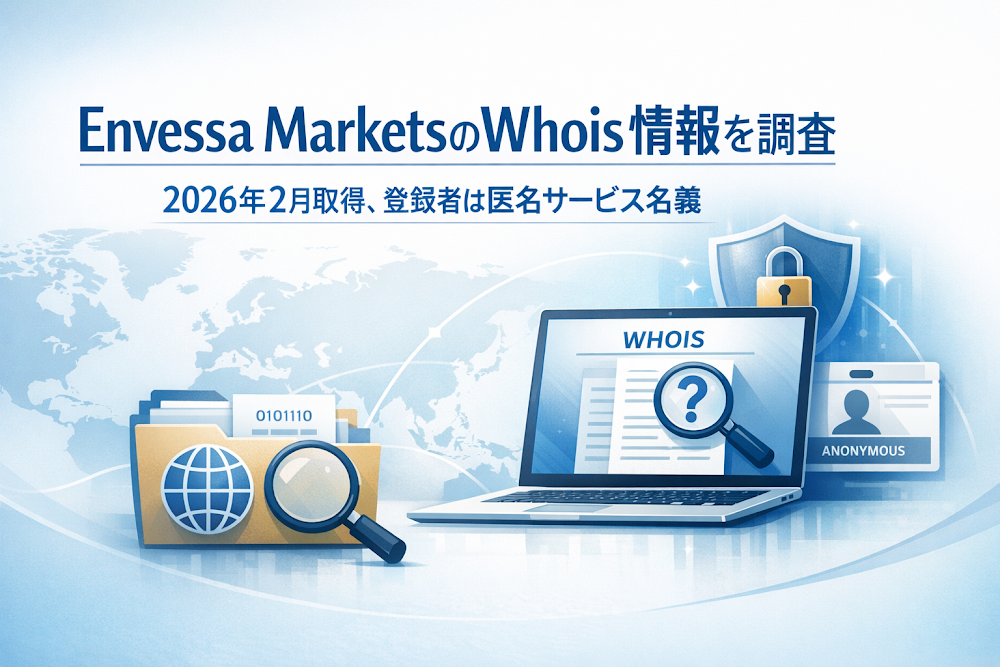 Envessa MarketsのWhois情報を調査|2026年2月取得、登録者は匿名サービス名義