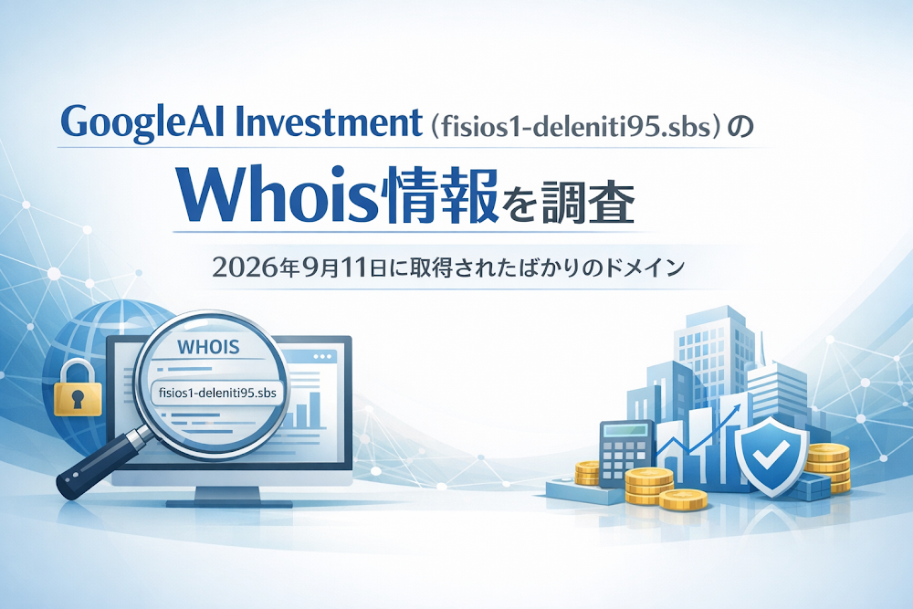 GoogleAI Investment(fisios1-deleniti95.sbs)のWhois情報を調査|2026年9月11日に取得されたばかりのドメイン