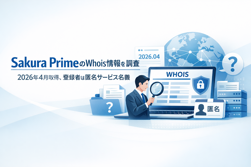 Sakura PrimeのWhois情報を調査|2026年4月取得、登録者は匿名サービス名義